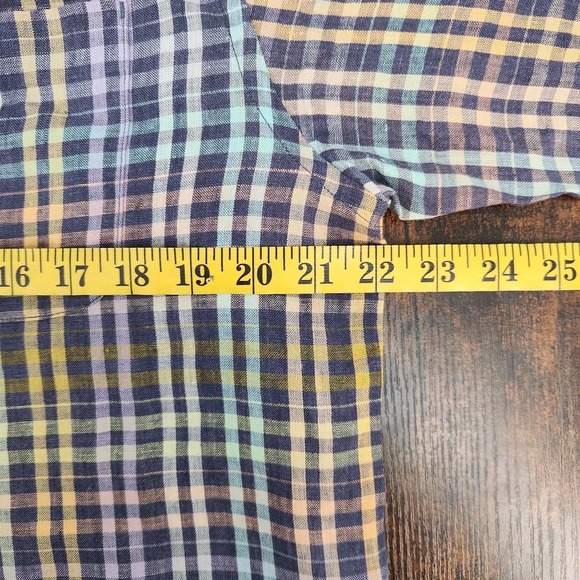 Tommy Bahama Relax Multicolor Checked 100% Linen Long Sleeve L Large - Picture 7 of 9